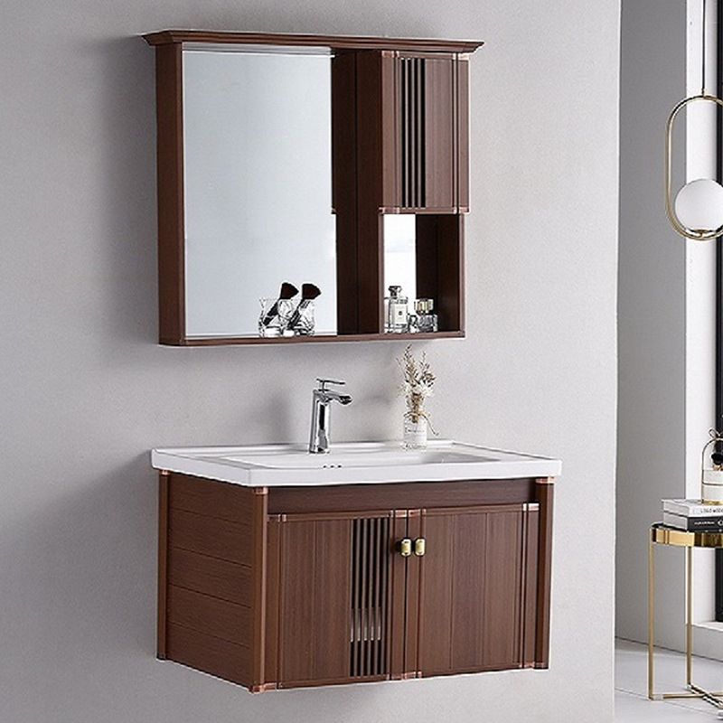Nuevo estilo chino baño gabinete combinación espesado espacio aluminio cerámica integrado lavabo baño lavado Mesa lavabo gabinete