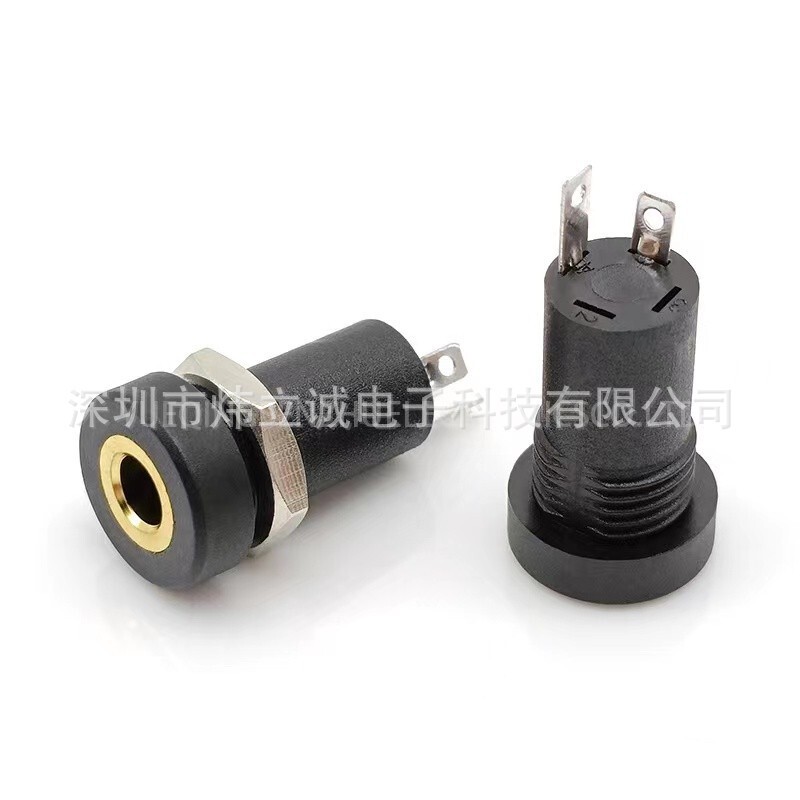 Headphone socket PJ-392A-2P 3.5mm audio and video socket two-pin mono with nut inner screw