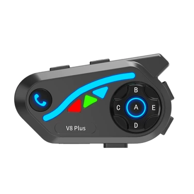V8Plus Bluetooth Intercom 1-to-7 Real-Time Intercom 1500m Music Sharing Noise Reduction Motorcycle Smart Noise Reduction