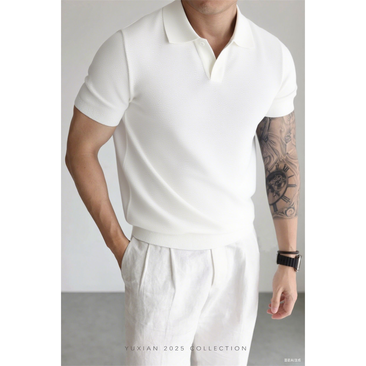 Polo camiseta de cuello V camiseta de manga corta hombre gaviota de negocios de verano camiseta de hielo comercio exterior al por mayor transfronterizo image 4