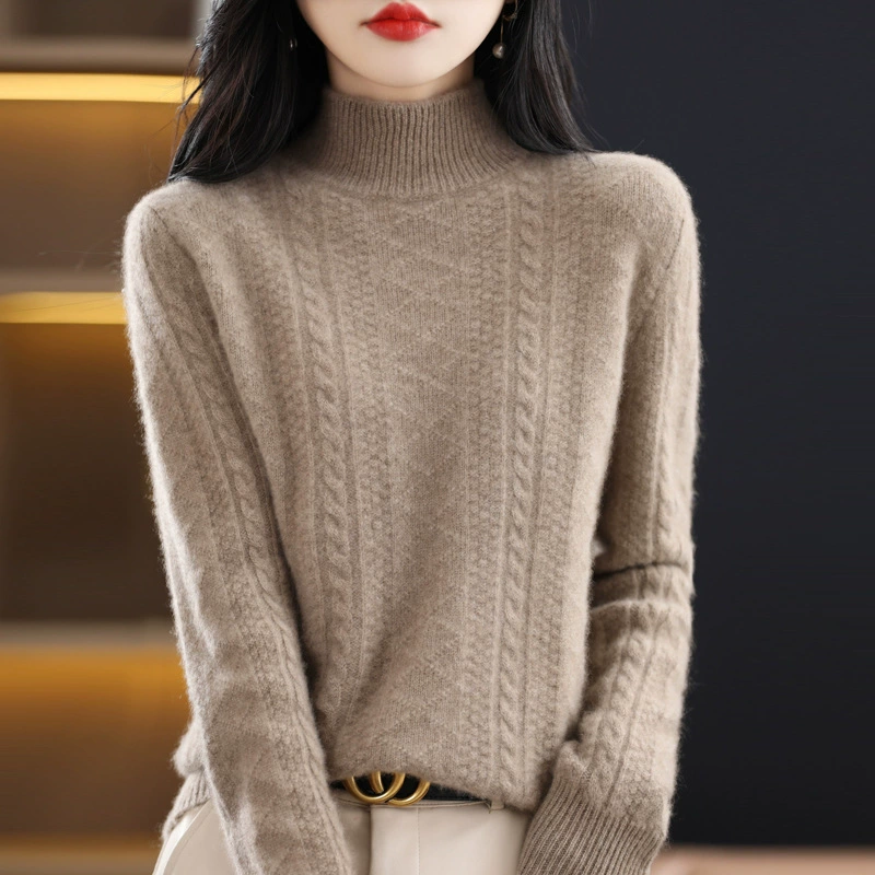 Утолщенный шерстяной свитер с семью булавками, женский осенне-зимний новый приятный для кожи теплый кашемировый вязаный свитер, витой Универсальный свитер