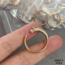 厚镀18k金精工卡卡经典豹子戒指镶钻百搭开口食指指环饰品男女款