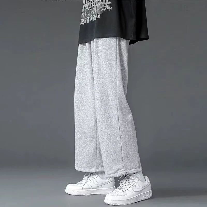 Повседневные брюки мужские летние в гонконгском стиле свободные прямые спортивные штаны до щиколотки в модном бренде High Street спортивные штаны с завязками на щиколотке