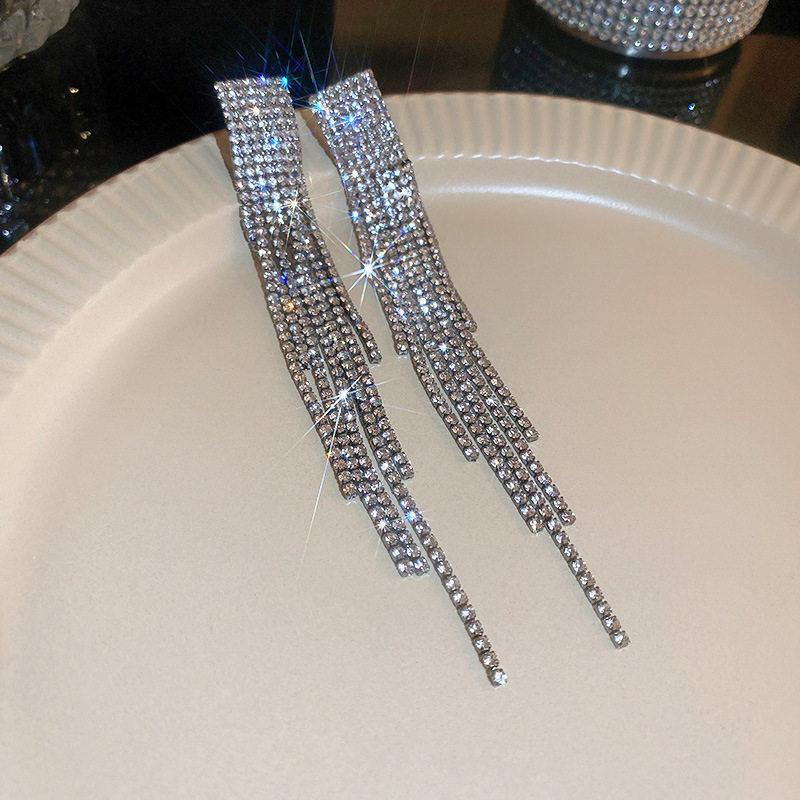 Pendientes de perla de diamantes con aguja de plata de súper hada, pendientes de borla de flores, pendientes de moda francesa, pendientes de nicho para mujer, lujo ligero, sentido de alta gama