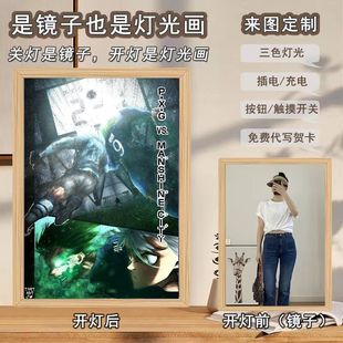 Animation Blue Prison Surrounding Mirror Lighting Painting Bedroom Dormitory Atmosphere 3D Nightlight Creative Gift Ornaments