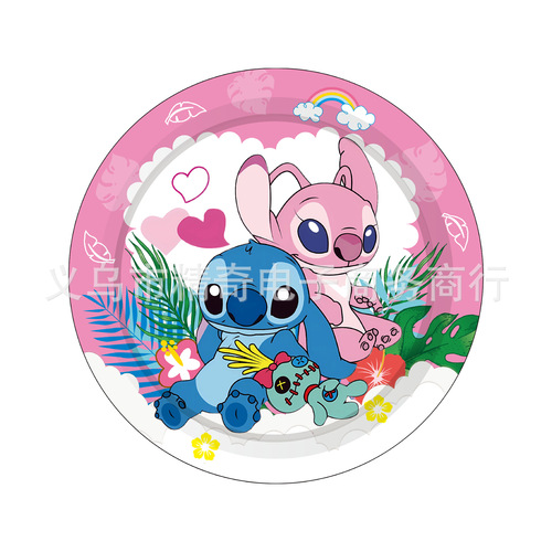 New Star Wars Stich Theme Birthday Party Pink Angel Paper Plates Napkins Tablecloth Tableware Decorations