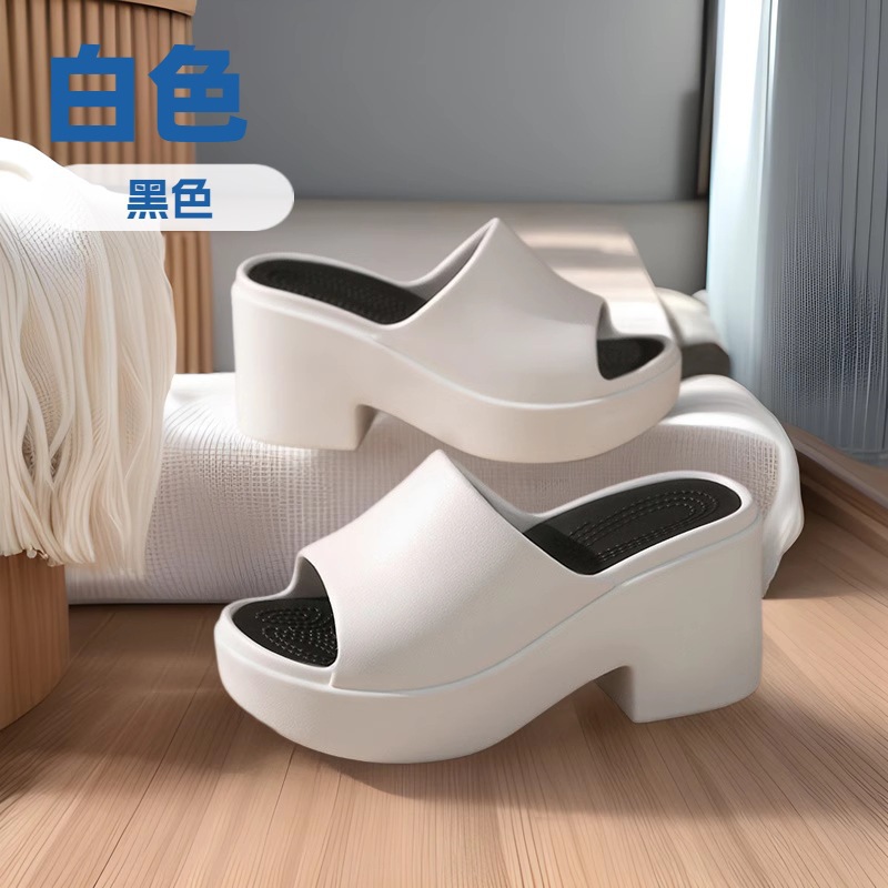 Zapatillas de tacón grueso de 9CM tacones súper altos para mujer 2025 verano nuevo estilo suela gruesa zapatos para aumentar la altura sandalias de suela suave