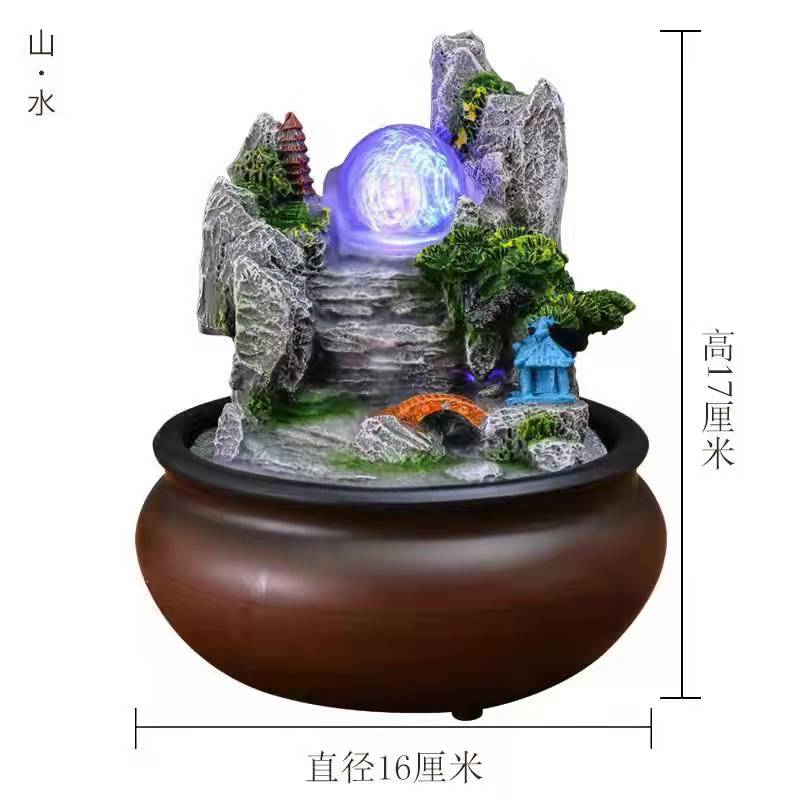 Adornos de agua corriente Agua circulante Fuente de lujo ligera moderna Escritorio de oficina Bola de feng shui pequeña decoración de sala de estar
