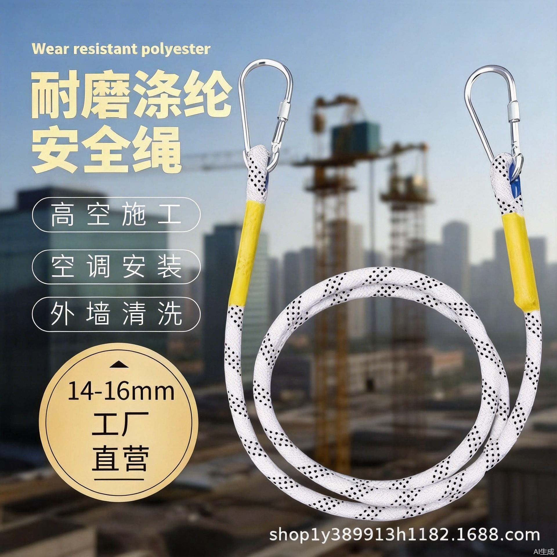 安全绳安全带延长绳双钩绳尼龙绳高空作业消防逃生救生绳空调安装