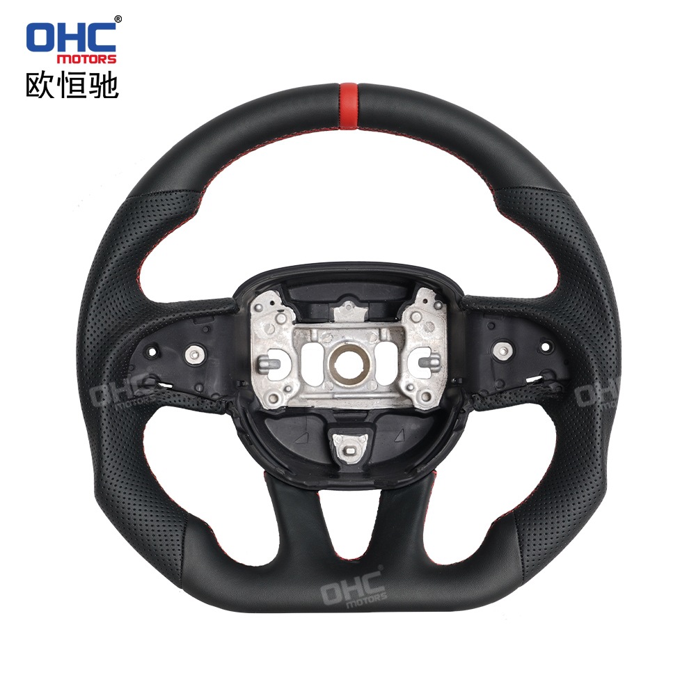 Direct Shipment from the Us Warehouse Suitable for Dodge Challenger Srt Full Leather Flat-Bottom Sports Steering Wheel Upgrade Parts