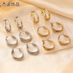 シンプルなフープイヤリング幾何学的なライン歪んだステンレス鋼メッキ 18 k ゴールドイヤリング女性のイヤリング ins イヤリング卸売