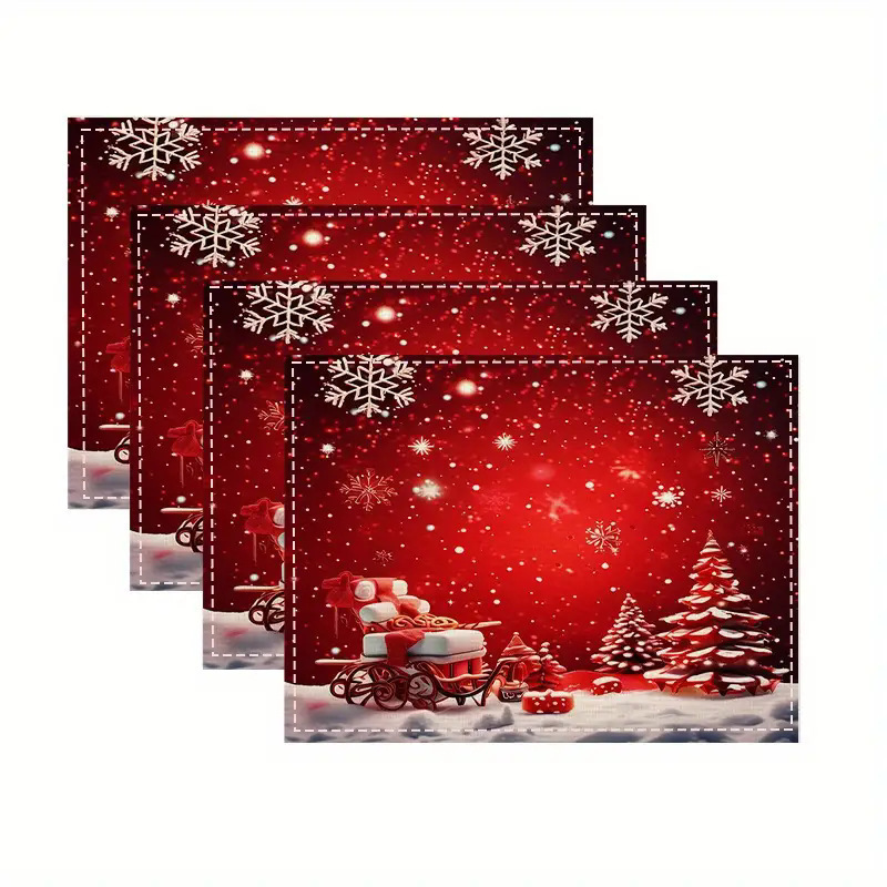 temu クロスボーダー クリスマス 新しいリネン プレースマット ホリデー パーティー パーティー デコレーション カップ 防汚断熱テーブルマット|undefined