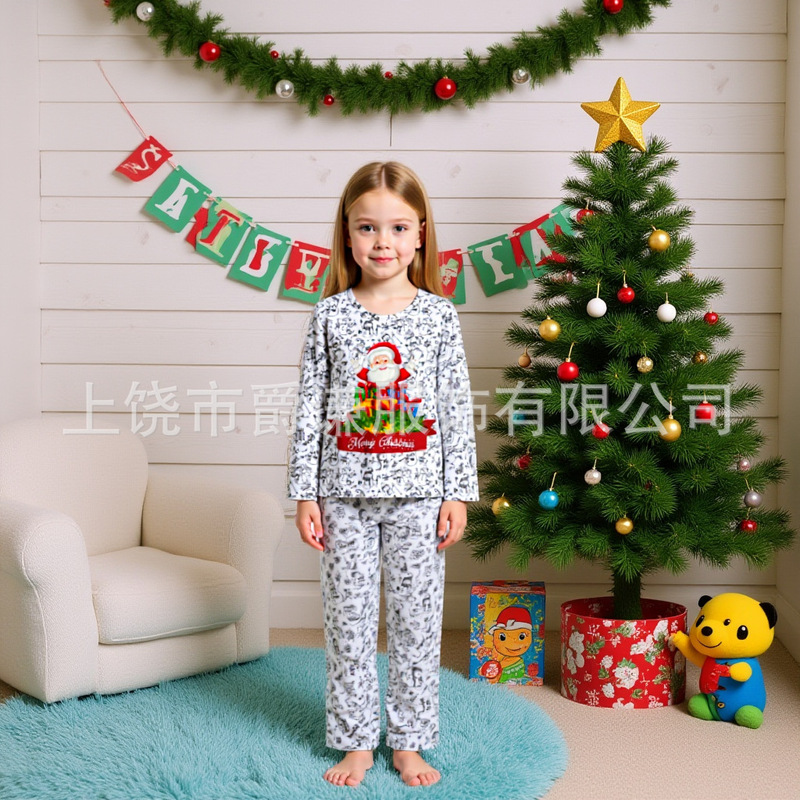 跨境新款家居服圣诞老人印花外贸时尚睡衣宠物狗服装人狗亲子套装|undefined