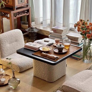 Square Mountain View Bay Window Table and Chair Tatami Combination Solid Wood Japanese Simple Designer Internet Celebrant Bedroom Small Coffee Table