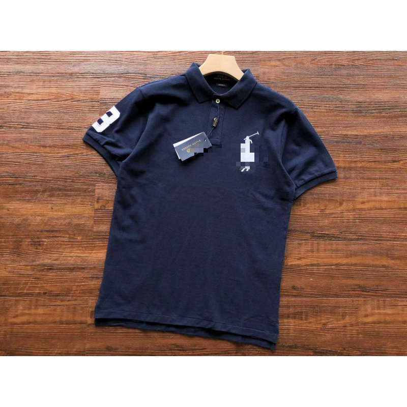 Cross-Border Exclusive Supply of Polo Shirts with Small Horse Logo Embroidery, Men's Short-Sleeve Cotton Polo Shirts, Large Size, Loose Fit, Embroidered Turn-Down Collar Men's Polo Shirts
