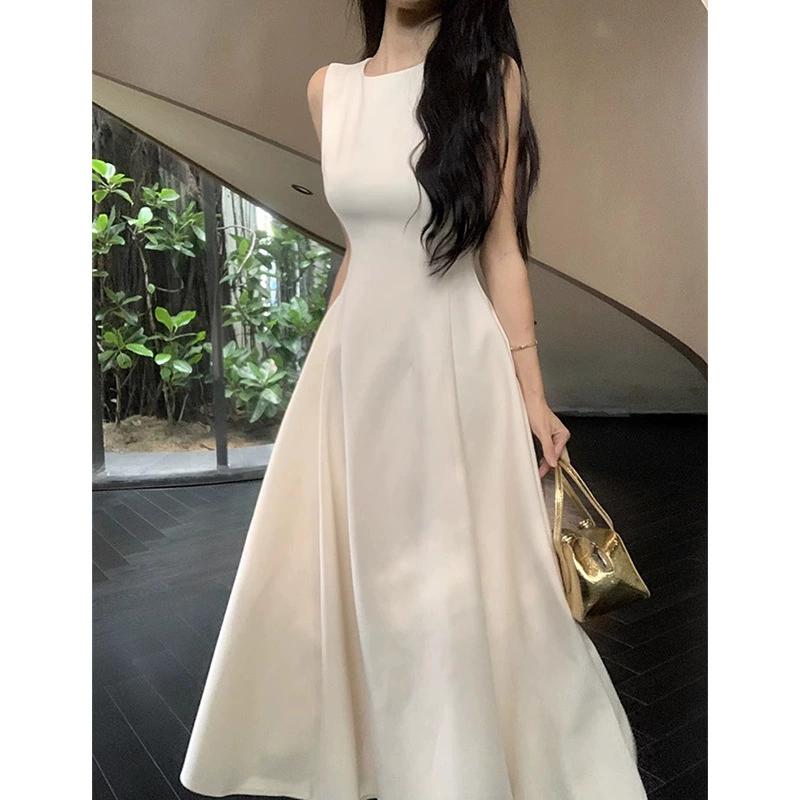 Платье для женщин лето 2025 новый стиль французский стиль безрукавка жилетка утягивающая талия длинная юбка