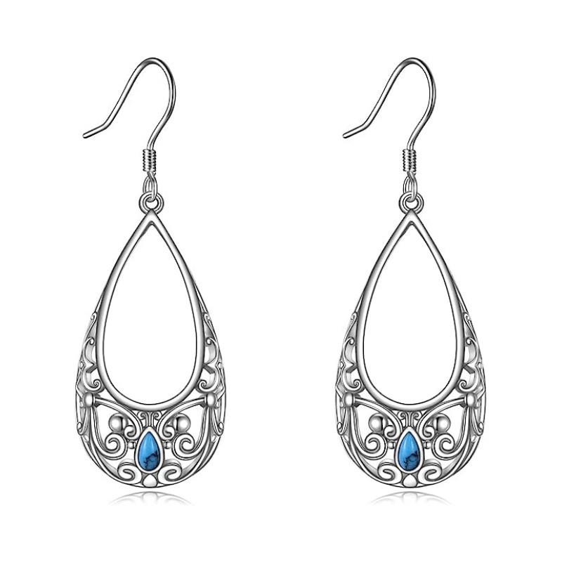 retro creative ethnic turquoise pendant drop-shaped