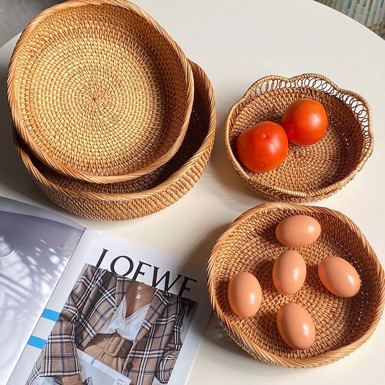 Cestas de frutas y verduras de caña personalizadas, cestas de pan, cestas de frutas secas, cestas de pasteles tejidas a mano, cestas de frutas, props de disparo