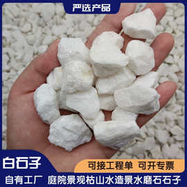 白色石子白碎石日式枯山水造景机制水磨石用白色水洗石白色砾石