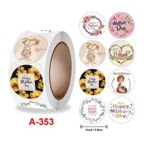 Bulk Round Seal Thank You Sticker with Floral Pattern Mother's Day Label Gift Craft Decor