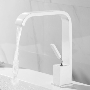 White hot and cold faucet toilet bathroom washbasin sink basin table waterfall faucet brass