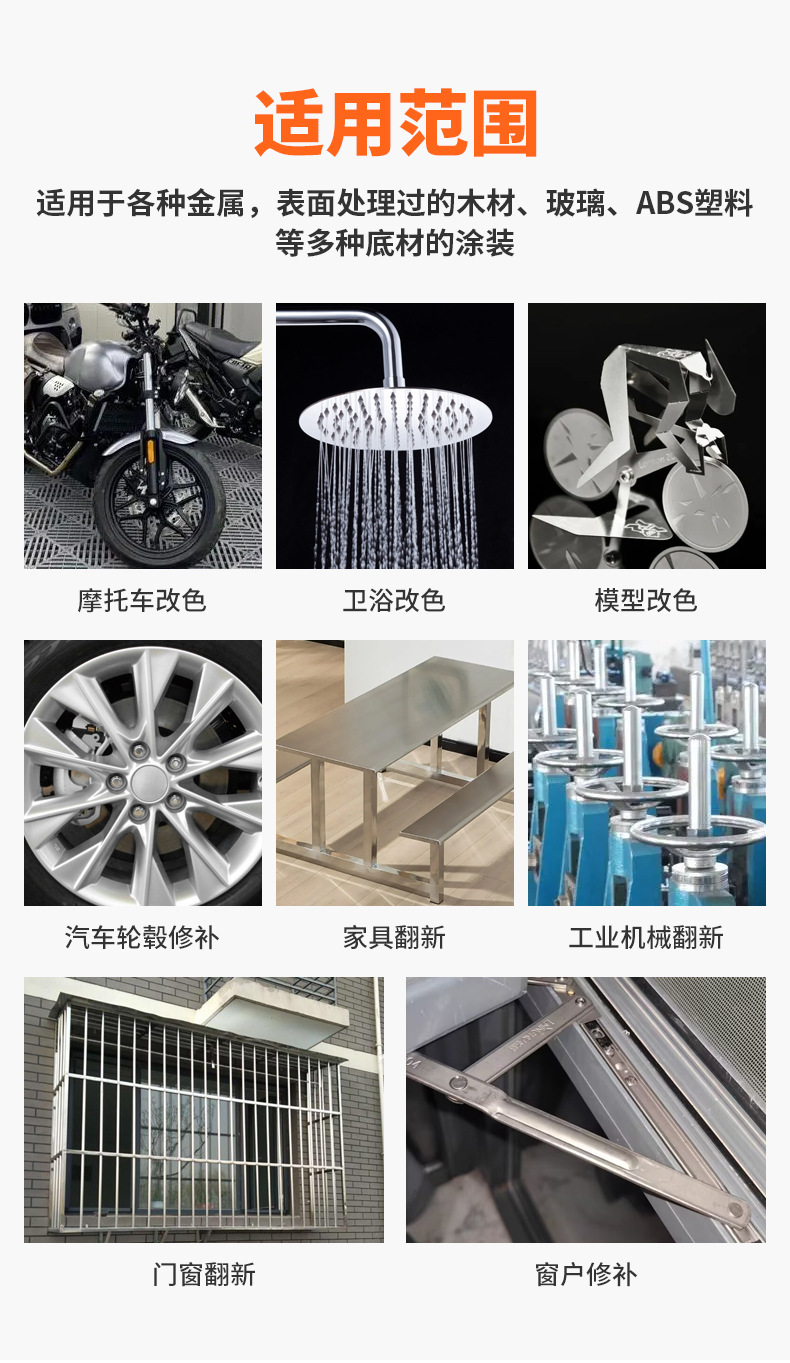 Mike's Chrome-Plated Self-Spray Paint for Stainless Steel Wheel Hub Restoration, Silver Paint, Electroplated Metal Anti-Rust Paint, Hand Spray Paint