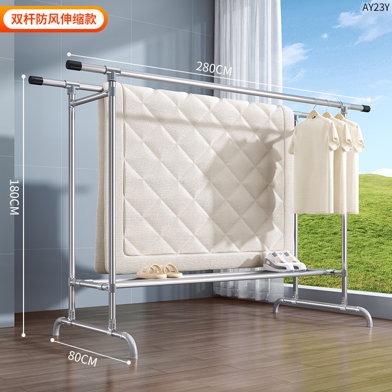 Tendedero de Piso de Doble Barra de Hierro Plegable para Balcón y Dormitorio image 26