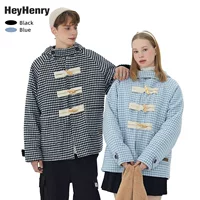 Retro Woolen Coat Unisex, Thickened Winter Jacket, Houndstooth Plaid 2021