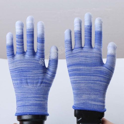 PU coated finger-coated anti-static gloves Labor protection wear-resistant work nylon dip-coated smart thin breathable gloves