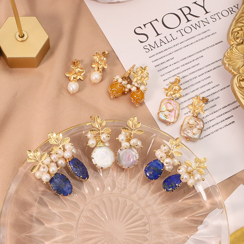 Baroque Natural Pearl Earrings, 925 Silver Needle Earrings, Unique and Sophisticated, Ancient Style, Long Vintage Earrings for Women