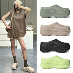 Thick-soled slip-on shoes for women, light and anti-slip, height-increasing chef shoes, platform sports half-dragging hole shoes sandals for women 