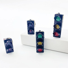 Electronic traffic light keychain backpack clip Mini cute pedestrian LED light keychain