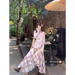 新款大码女装不规则格纹连衣裙春夏季垂感吊带裙胖MM遮肚显瘦裙子