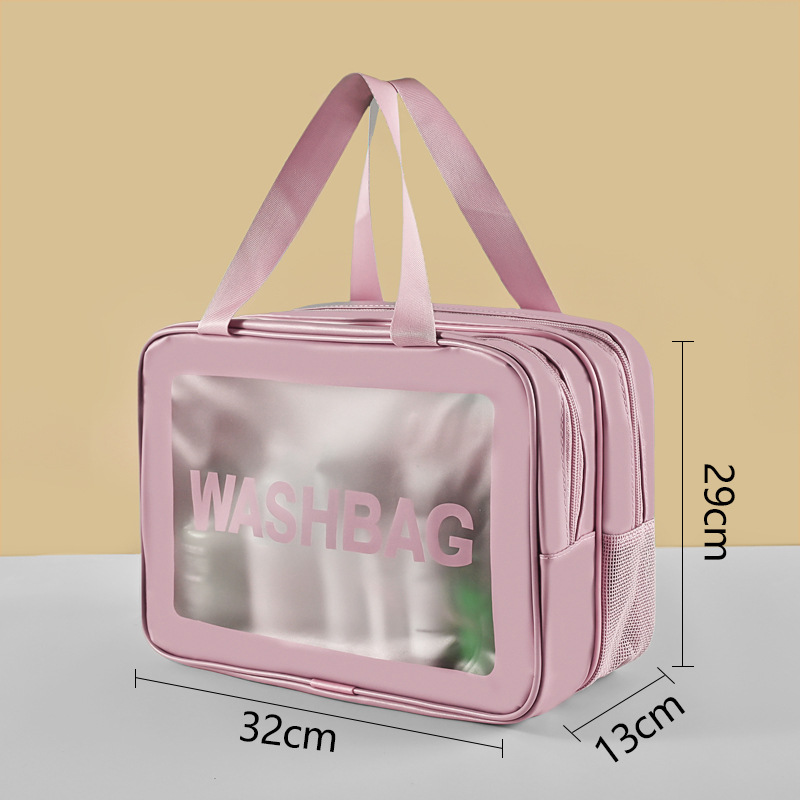 Neceser de Viaje Portátil de Doble Capa de PU Impermeable para Viaje y Baño