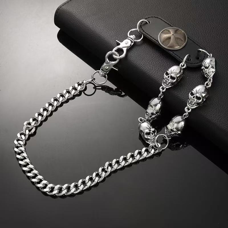 Catena per jeans da uomo in stile punk scuro con teschio, accessorio hip-hop da strada_voghion.com