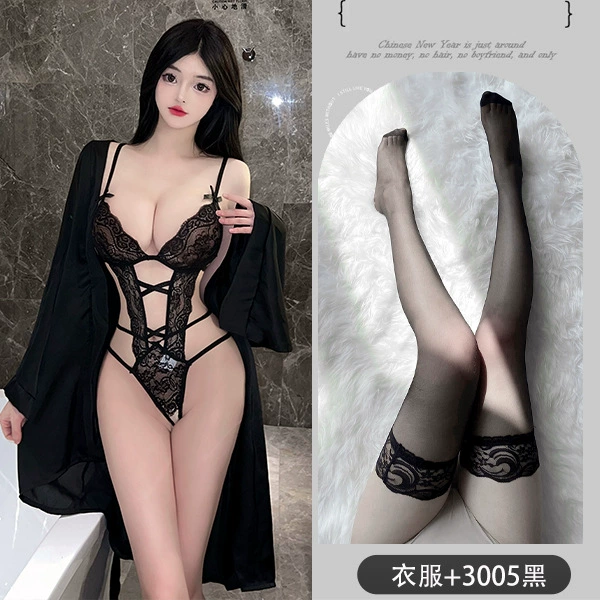 Underwear, lace bodysuit, uniform, bathrobe for adults, set