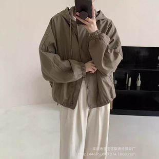 Qi Engraved Drawing Casual Zipper Hooded Jacket Women's Autumn New Long-sleeved Loose Slimming All-match Trendy