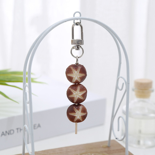 Simulated Oden mushroom string keychain, simulated mushroom model ornaments, fun food door buckle hangings wholesale
