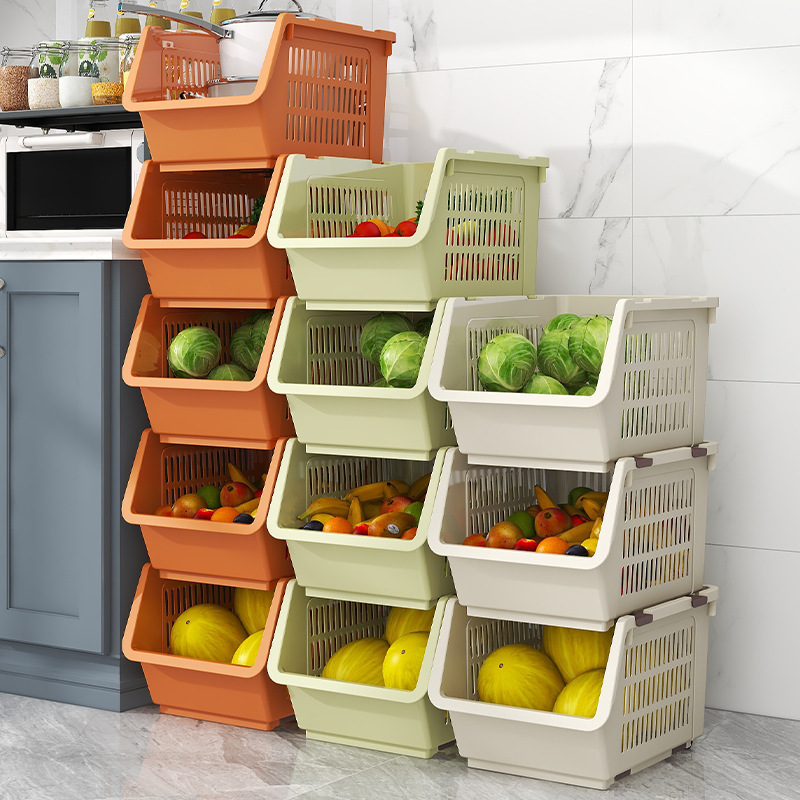 Kitchen Floor-type Multi-layer Stackable Storage Rack Basket Seasoning Placing Rack Household Vegetable Storage Basket Fruit Basket Kitchen Floor-type Multi-layer Stackable Storage Rack Basket Seasoning Placing Rack Household Vegetable Storage Basket Fruit Basket
