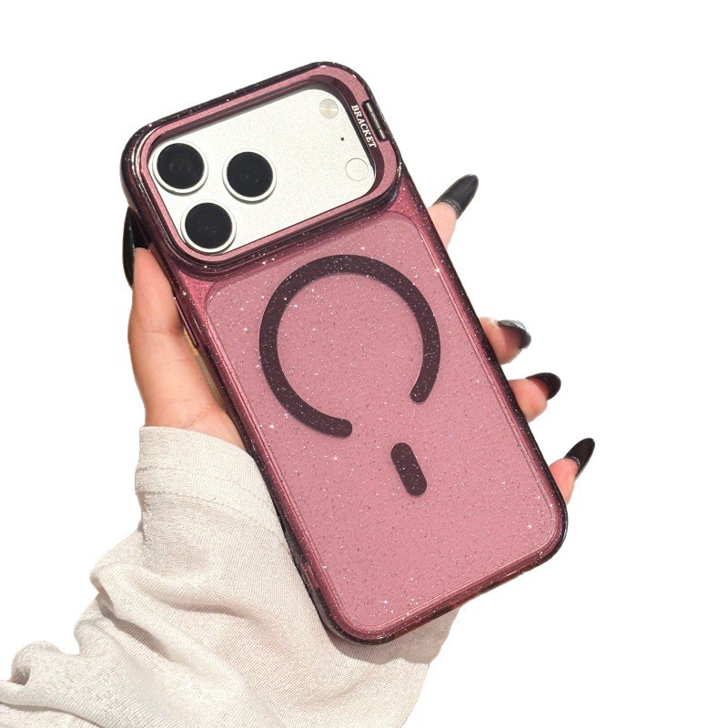 Funda con Soporte de Lente para iPhone 18promax 17 16 de PC con Absorción Magnética y Anti-caídas