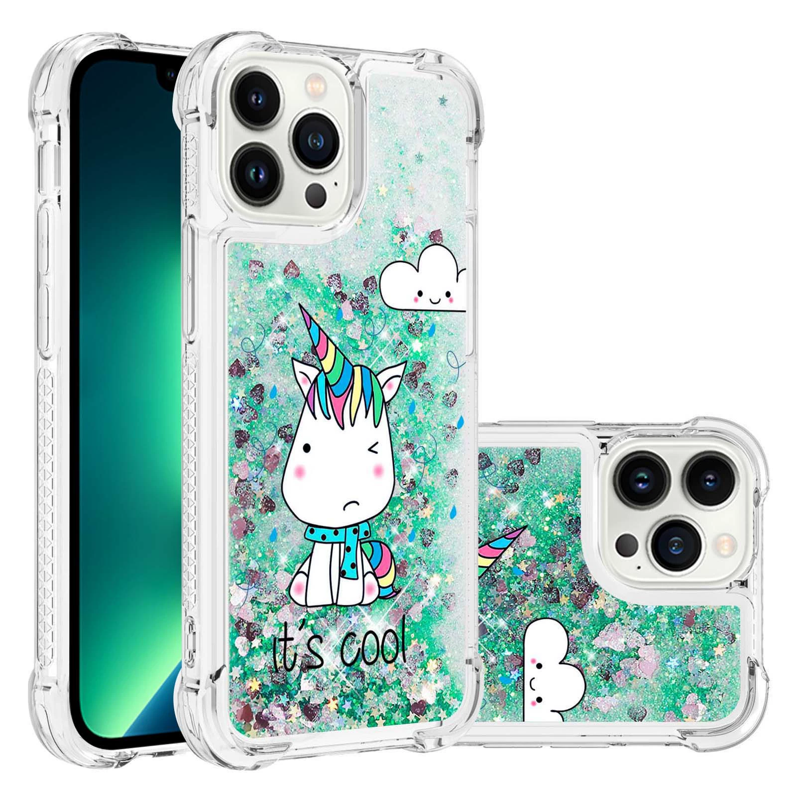 Картина на чехле для телефона (совместим с iPhone/Google/Xiaomi), блестящая жидкость, ударопрочные углы