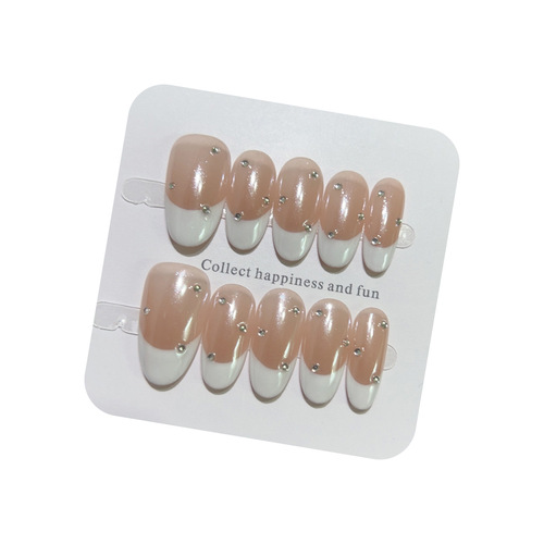 【White Moonlight】Hailey classic French princess temperament, whitening pure desire peak simple handmade wear beauty nails