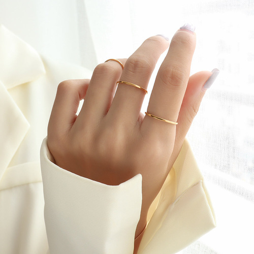 ins jewelry ring temperament simple plain ring thin tail ring smooth ring index finger ring titanium steel 18k gold