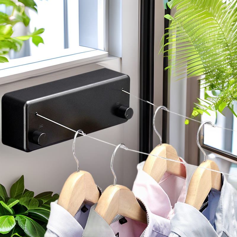 Cross-border invisible shrink wall hanging clothes double rope hotel balcony bathroom thick stainless steel wire sun rope wholesale