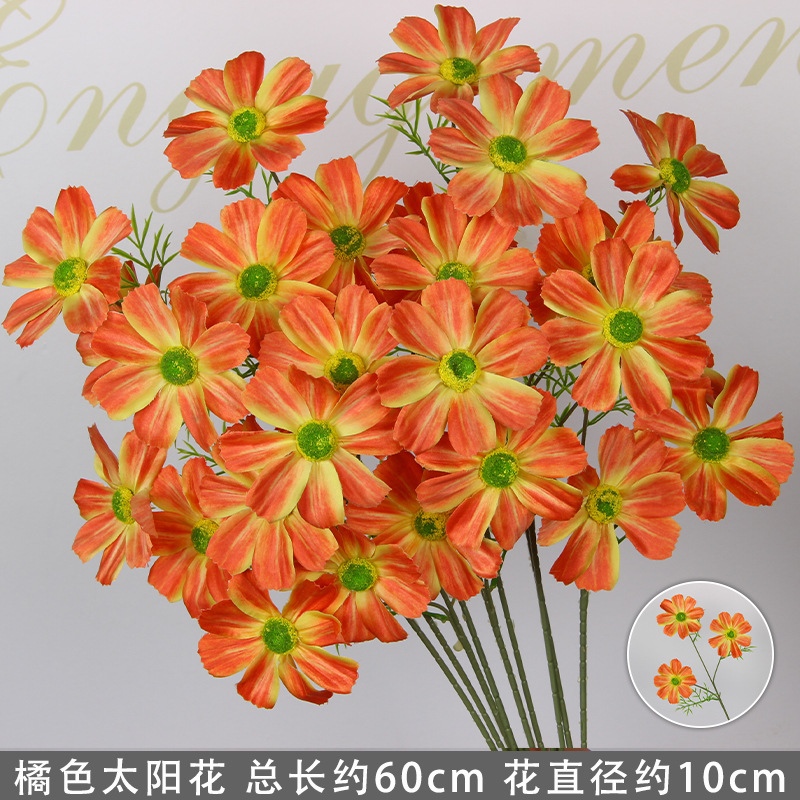 Flores de imitación naranja peonía naranja hortenida neblina orquídea flor flor de boda seda naranja