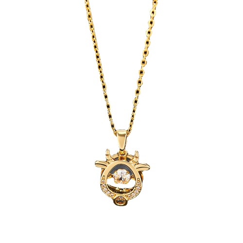 Ins same style twelve zodiac smart necklace women's micro-inlaid personality Internet celebrity titanium steel necklace animal year pendant