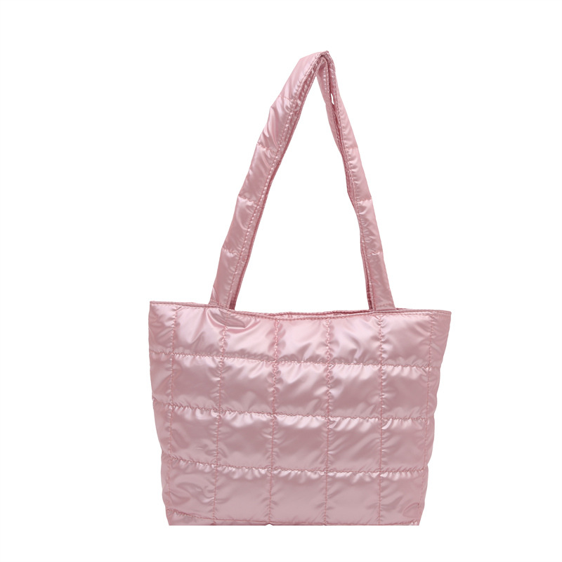 2025 otoño y invierno bolsas de algodón espacial de gran capacidad bolsas de hombro bolsas de pluma coreanas simples bolsas casuales para mujeres