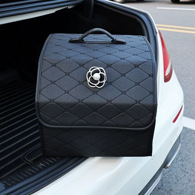 Storage Box Storage Box Car storage bag/box - black-pearl-fabric-flower-small-size-black