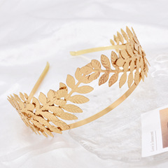 時尚鍍金合金髮帶葉形髮飾品 新款樹葉發箍唯美新娘皇冠頭箍 髮飾