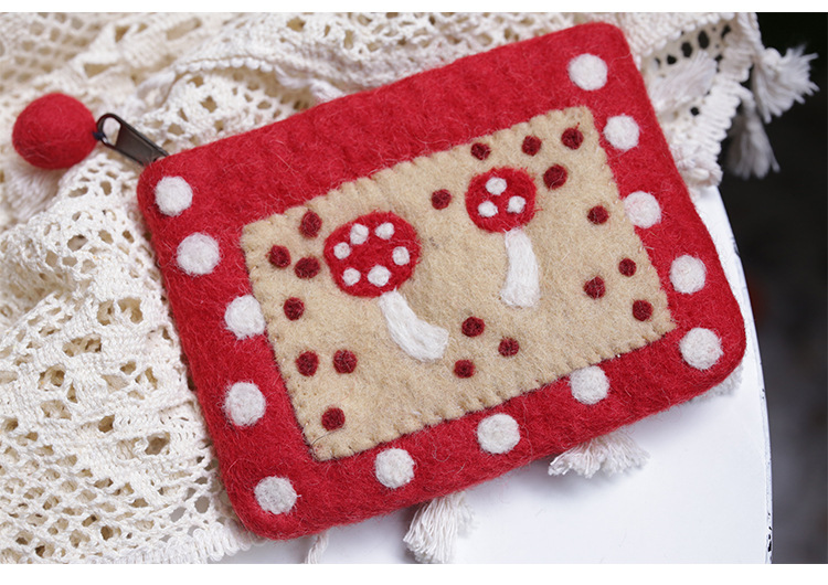 All Seasons Season Women'S Gender Women's Mushroom Felt Zipper Kids Wallets
